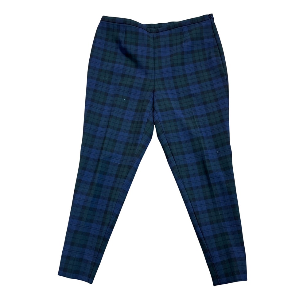 BROOKS BROTHERS Women's 12 Navy Blue Green Tartan Black Watch Plaid Ankle Pants